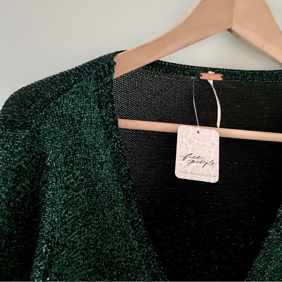 FREE PEOPLE Emmaline Metallic Cardigan Sweater in Alpine Combo - Picture 9 of 13